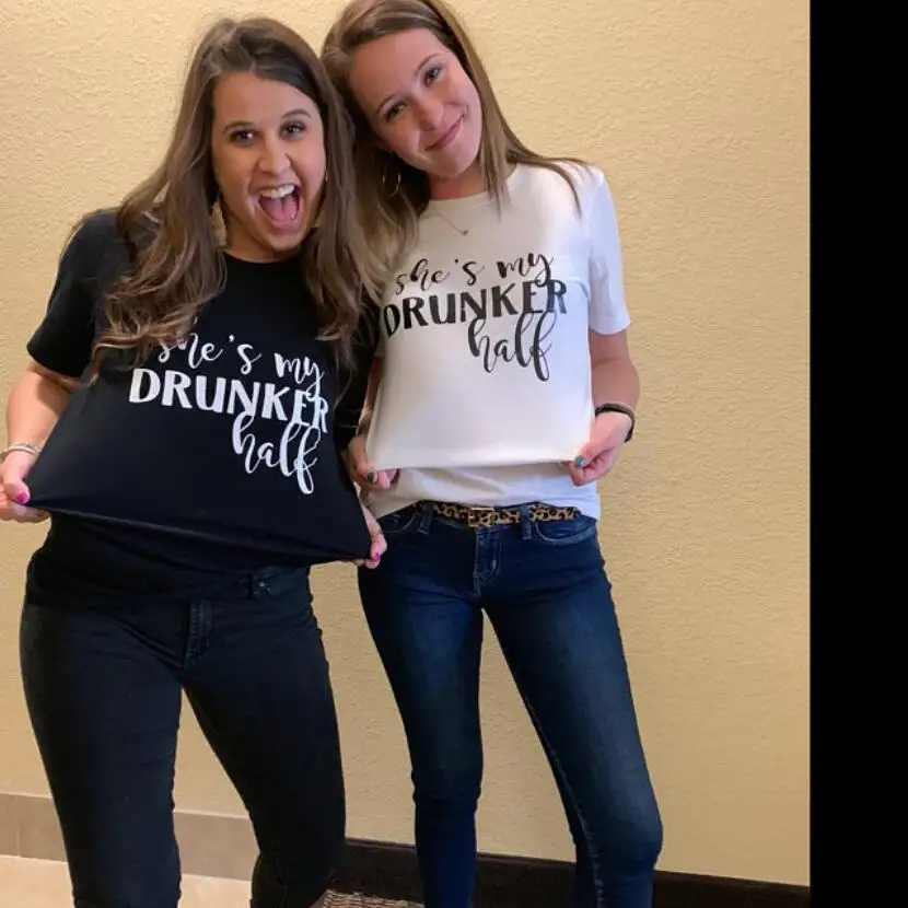 Women Funny BFF Drinking Tshirts Femme 