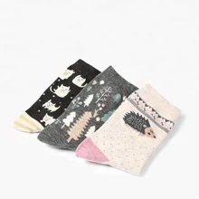 2 Pairs Korean Fuzzy Animal Cute Girl Tube Socks Gift Box for Women Socks Women
