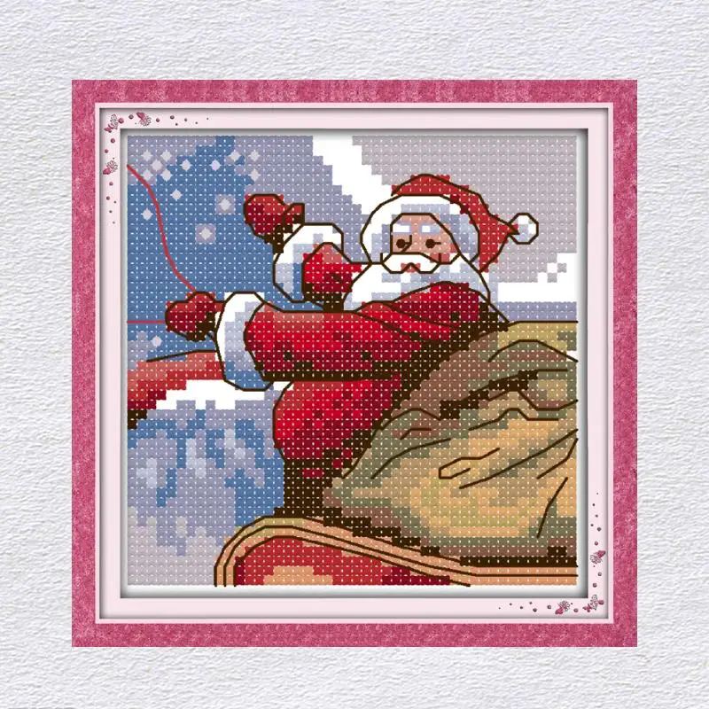 

Joy Sunday Printed Cross Stitch Kits Santa Claus Cartoon Patterns Decor 14ct Needlework Embroidery Set 11ct Counted Cross Stitch
