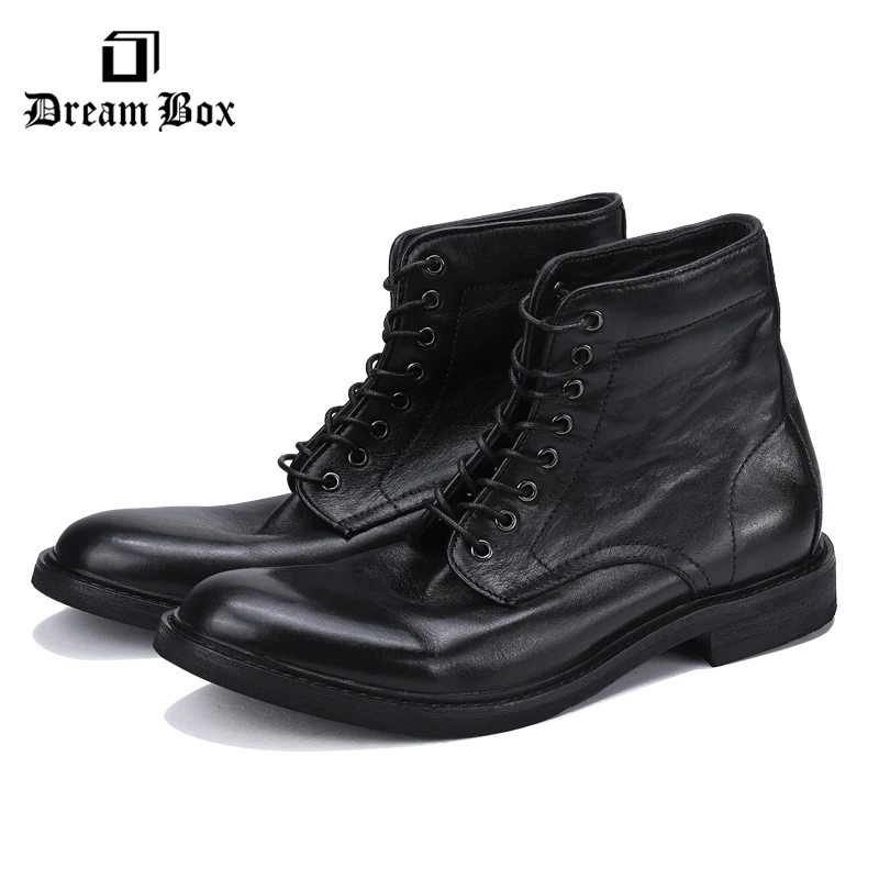 

British style work boots with high tops and leather for men