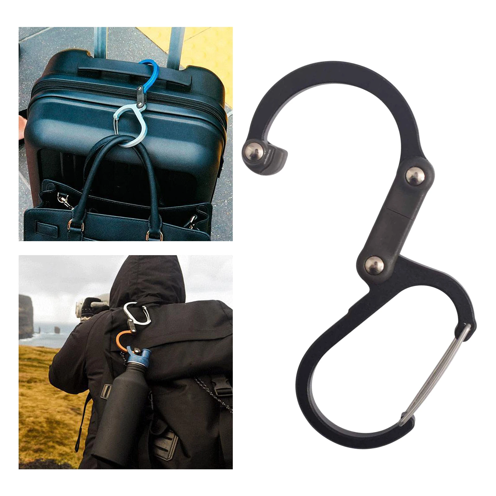 Mosquetão com gancho para bolsa, carrinho de criança, mochila, bagagem, cabide de bolsa|Acessórios para escalada| -