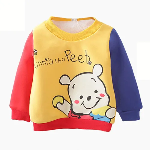 Yellow Bear Осенне-зимние теплые толстовки с капюшоном Новые модные толстовки с длинными рукавами для детей от 0 до 4 лет детская зимняя теплая футболка для мальчиков и девочек - Цвет: Yellow Bear
