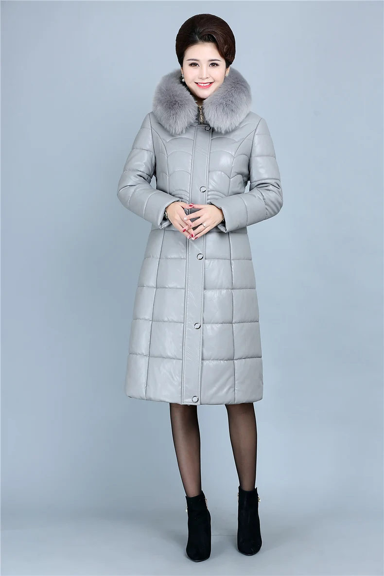 Women Winter Leather Jacket Hooded Thick Warm Windproof Jacket Long Coat Plus Size 6XL  Winter PU Fur Parkas Female Overcoat