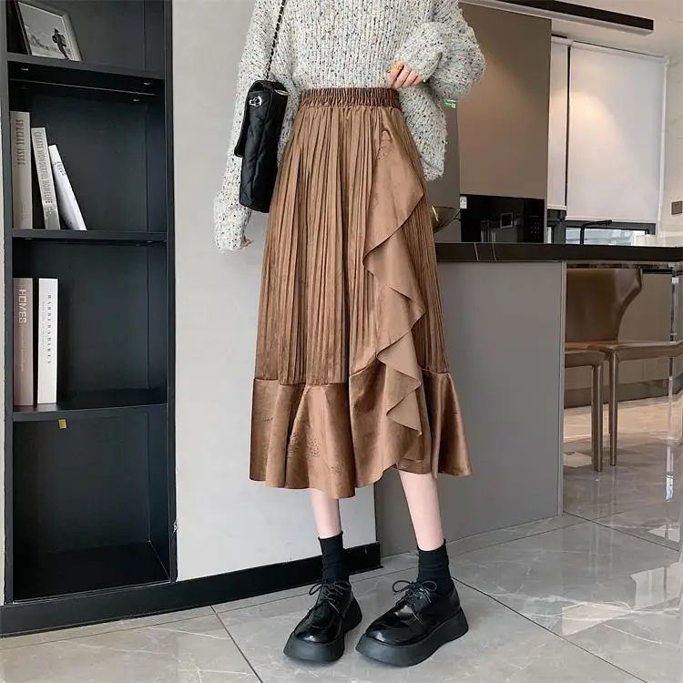 Ruffles Skirts Free Shipping Women Pleated Soft Tender Female High Waist Autumn Newest Clothes Students Daily Faldas Skirt tutu skirt