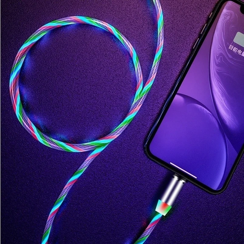 Магнитный Micro usb type C 8-контактный светящийся usb-кабель для быстрой зарядки 2,4 А для samsung OPPO VIVO huawei iPhone светодиодный магнитный провод