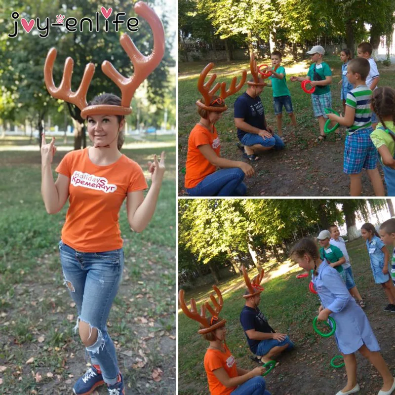 Toys-Supplies Antler-Hat Party-Game Reindeer Funny Christmas Outdoor Inflated Ring Toss
