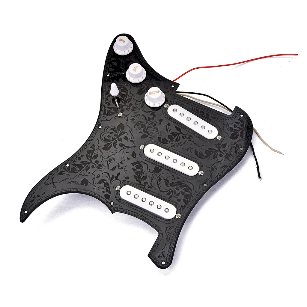 3Ply SSS Prewired Loaded Pickguard Electric Guitar Humbucker Parts Black 11.14x8.86x0.55inch