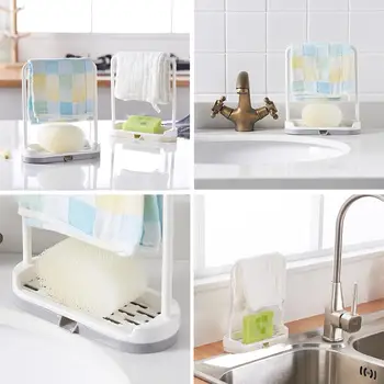 

Household Kitchen Rag Drain Rack Dish Cloth Towel Rack Rack Soap Bathroom Storage Sink Countertop Rack Sponge Pool I7B9