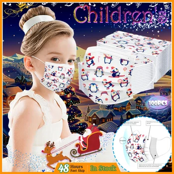 

100PC Children Disposable Print Face Mask Non-woven 3ply Ear Loop cute Mouth-muffle Protective Mascarilla Dustproof Face Cover