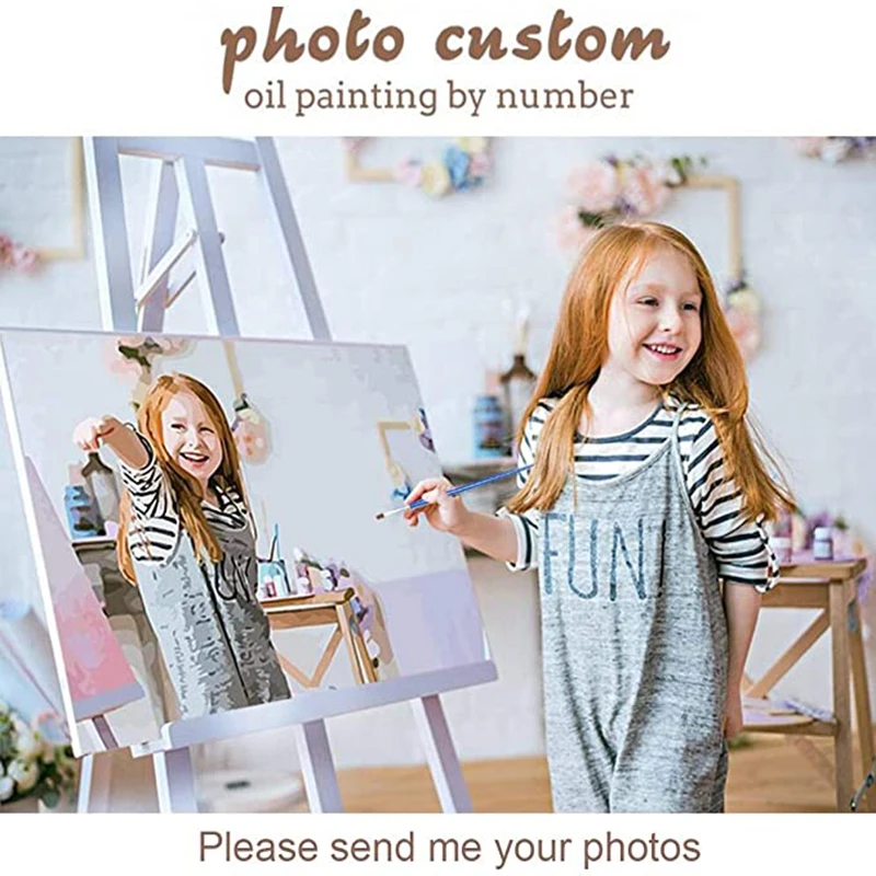 

Customized Oil Painting By Numbers Photo Custom DIY Oil Paint By Number Drawing Canvas Portrait Family Wedding Photo