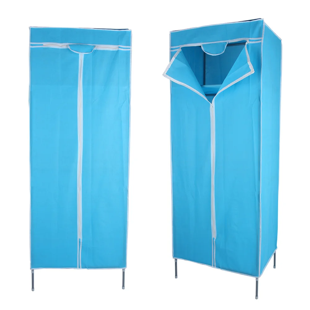 

Single Fabric Canvas Wardrobe Storage Cupboard Kid Bedroom Shelves Space-Saving Tube Three-Bar Reinforcement Small Wardrobe