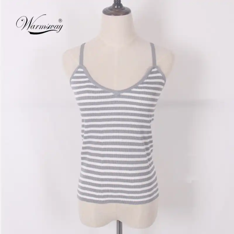 New Women Harajuku Sexy V Neck Striped Bustier Casual Crop Top Tank Bralette Brandy Melville Knitted Camis A 004 Camis Aliexpress