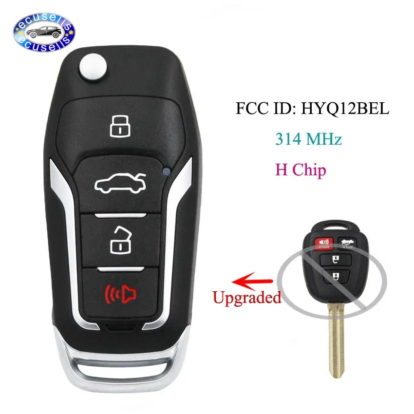 Обновлен до дистанционного ключа 4 кнопки 314 МГц H чип для Toyota Camry Rav4 2014-2016 FCC ID: HYQ12BEL