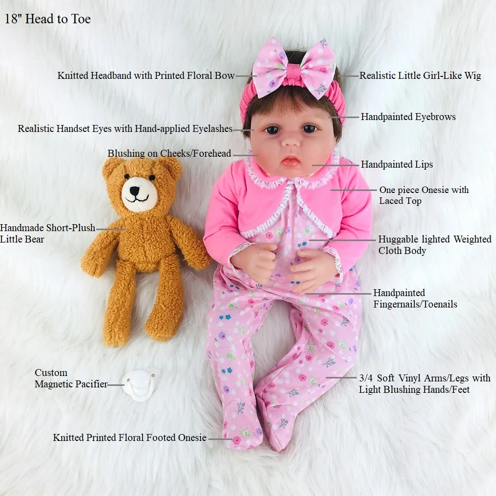 Кукла Avani 45 см реалистичные куклы Reborn Baby, реалистичные мягкие виниловые куклы для новорожденных девочек