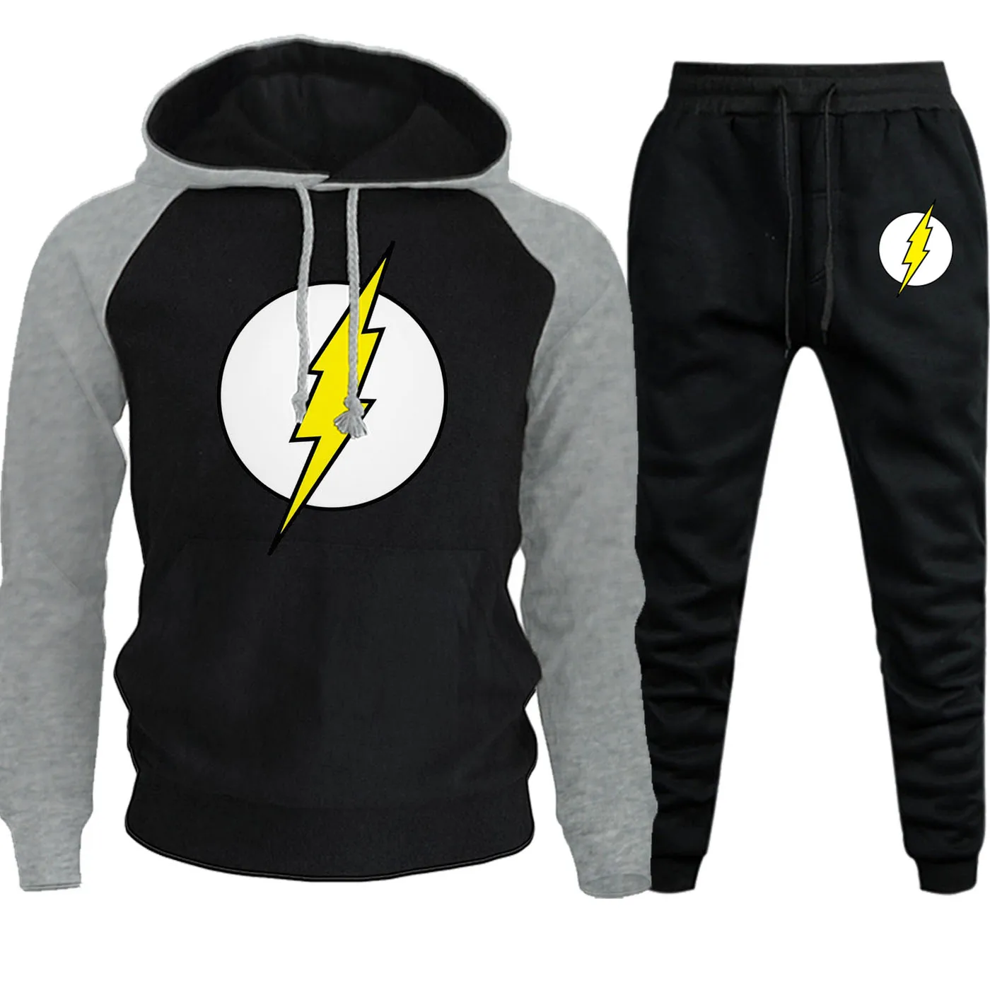 The Flash Man, уличная одежда, реглан, мужские толстовки, Осень-зима, флисовый пуловер в стиле хип-хоп, мужской костюм с капюшоном+ штаны, комплект из 2 предметов