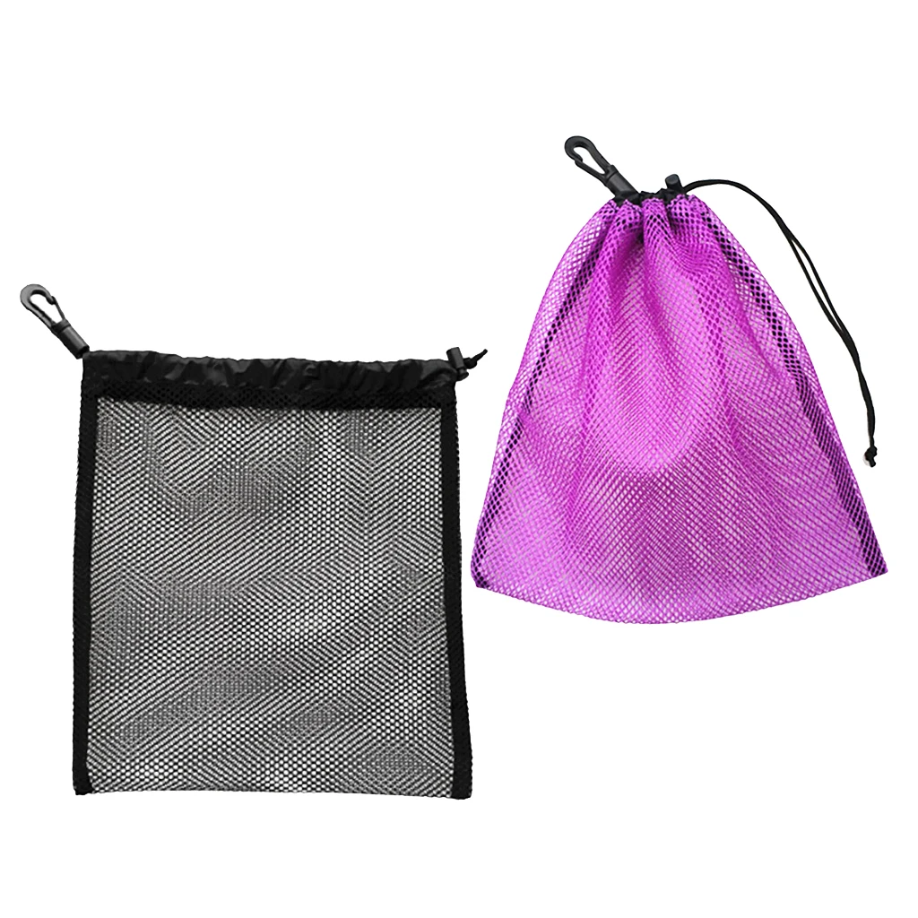 2Pc Drawstring Mesh Net Carry Bag For Scuba Dive Gear Golf Ball Table Tennis