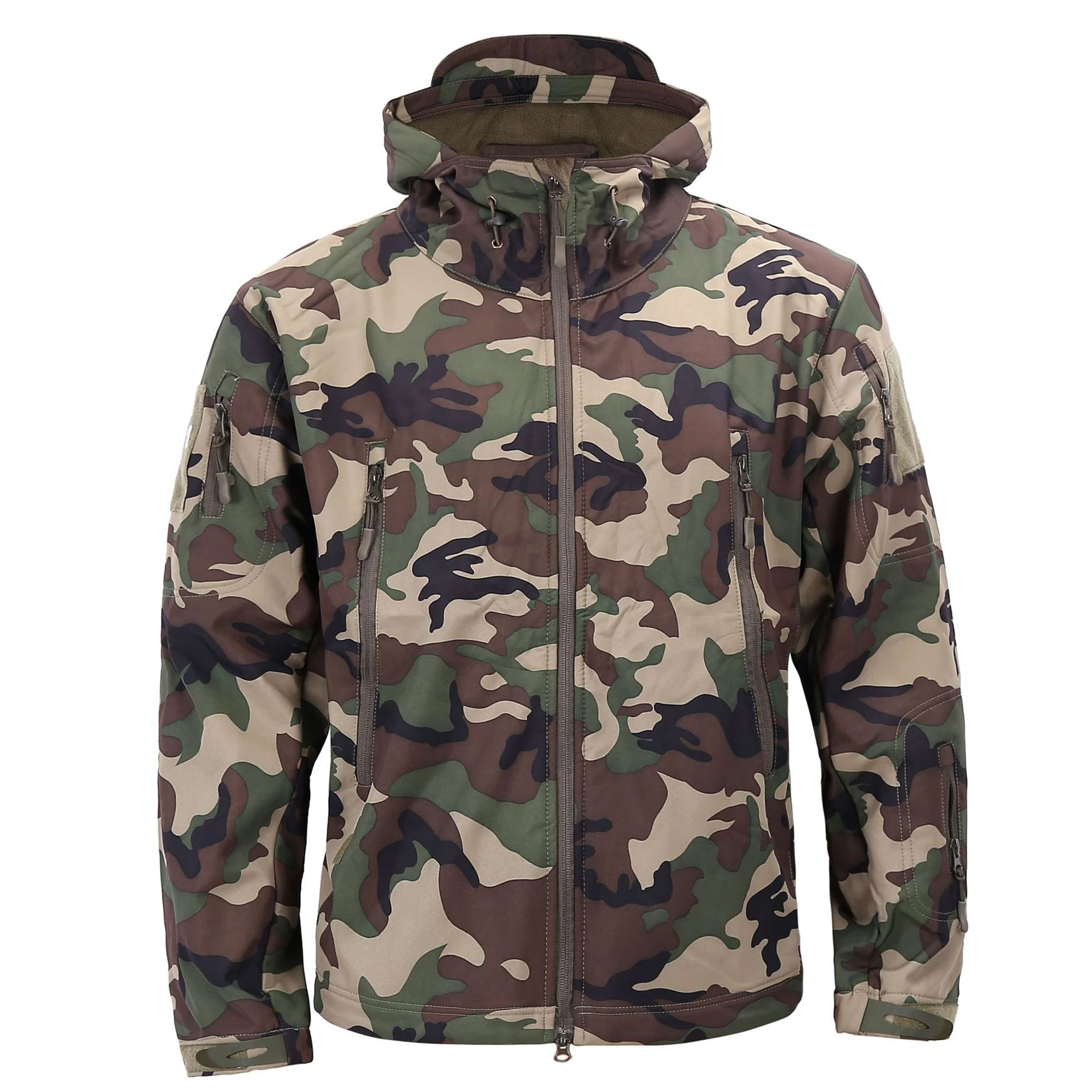 Woodland Camo Mandrake тактическая куртка Мужская мягкая оболочка с капюшоном водонепроницаемая флисовая подкладка пальто - Цвет: Woodland Camo
