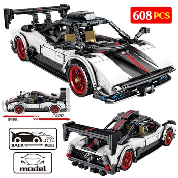 

608pcs City Creator Mechanical Pull Back Car Model Building Blocks MOC Technic Speed Vehicle DIY Bricks Toys For Children Gift
