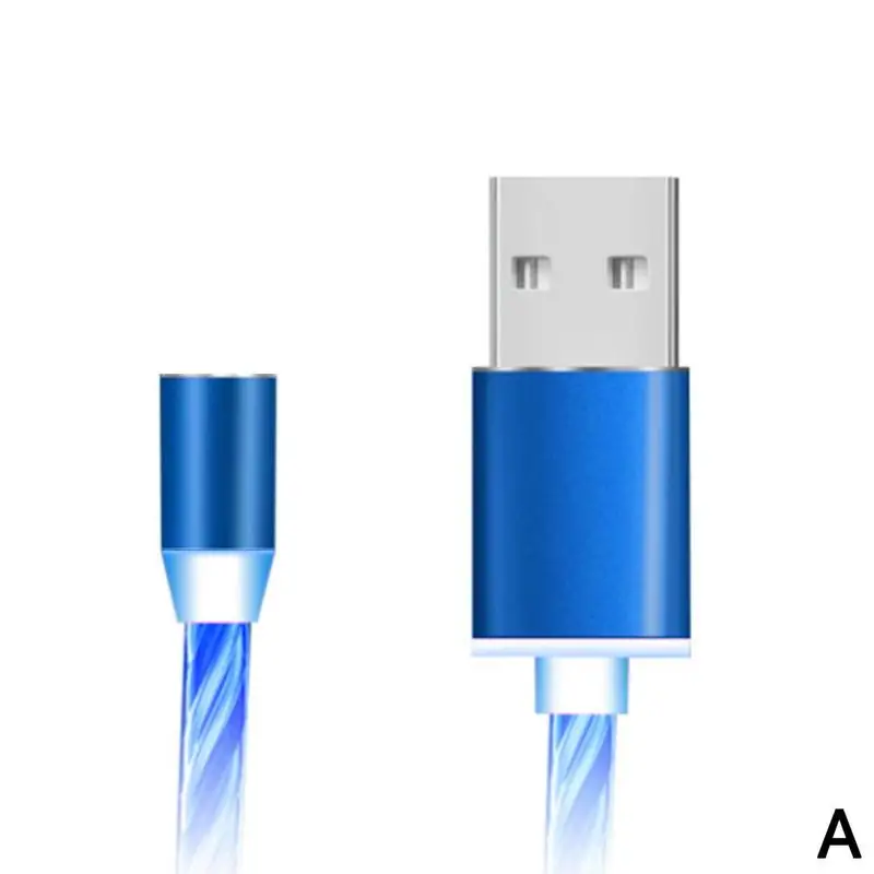 Кабель для передачи данных «Три в одном» с магнитным абсорбционным потоком крепкий Магнитный двухголовый алюминиевый корпус быстрое зарядное usb-соединение - Цвет: Blue line