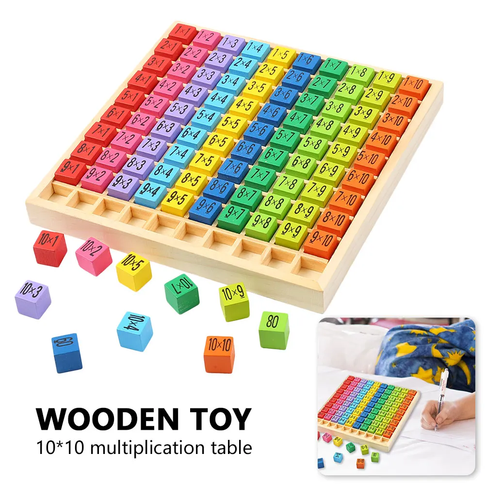 Детские деревянные Математические Игрушки, 9, таблица размножения, математика, 10*10, фигурные блоки, арифметика, Обучающие, Обучающие, Монтессори для детей