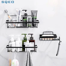 

SQEO Bathroom Shelves Perforated-Free Kitchen Shelves Wrought Iron Wall-mounted Shelves Bathroom Accessories