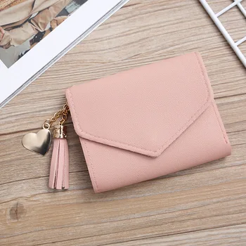

Women's Short Wallet Women's Fashion Tassel Small Wallet Litchi pattern Simple Square Mini Wallet Coin Purse Clutch wallet cute