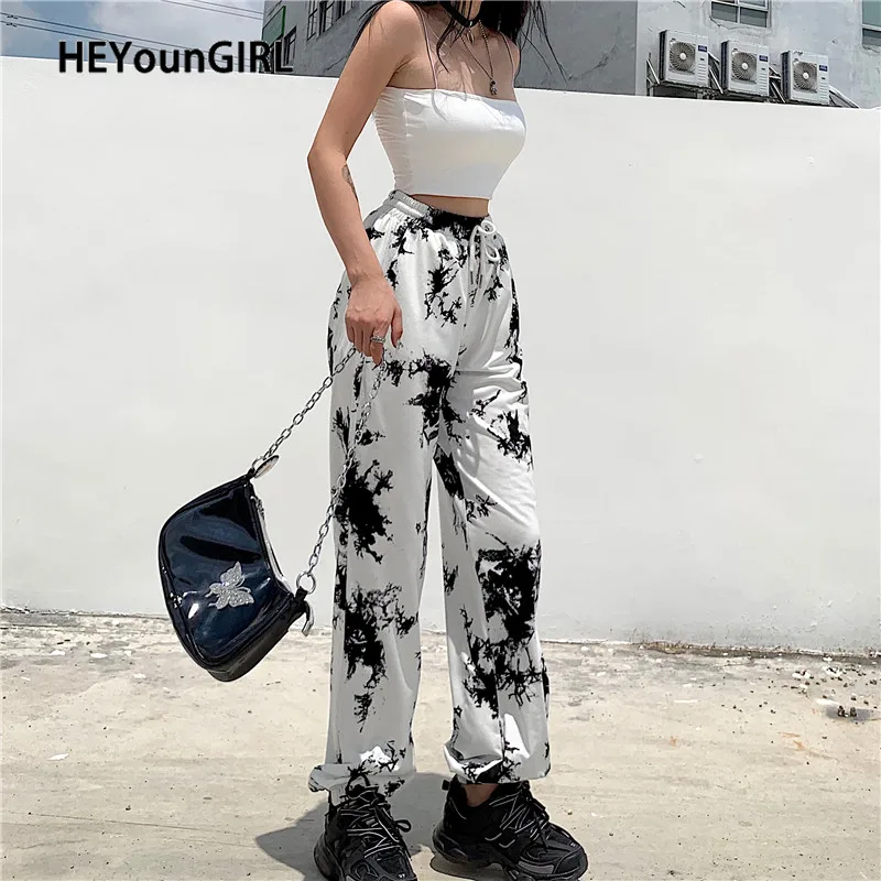 HEYounGIRL Tie Dye Print Sweatpants Joggers Women Elastic High Waisted Long Trousers Ladies Skinny Casual Pants Capris Pockets HEYounGIRL Tie Dye Print Sweatpants Joggers Women Elastic High Waisted Long Trousers Ladies Skinny Casual Pants Capris Pockets