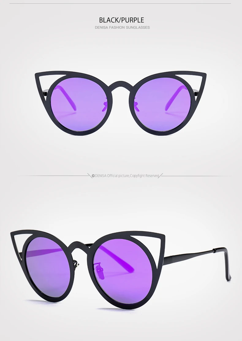 Бренд DENISA, модные женские солнцезащитные очки "кошачий глаз", круглые линзы, Ретро стиль, солнцезащитные очки для девушек, UV400, lunette de soleil femme S777