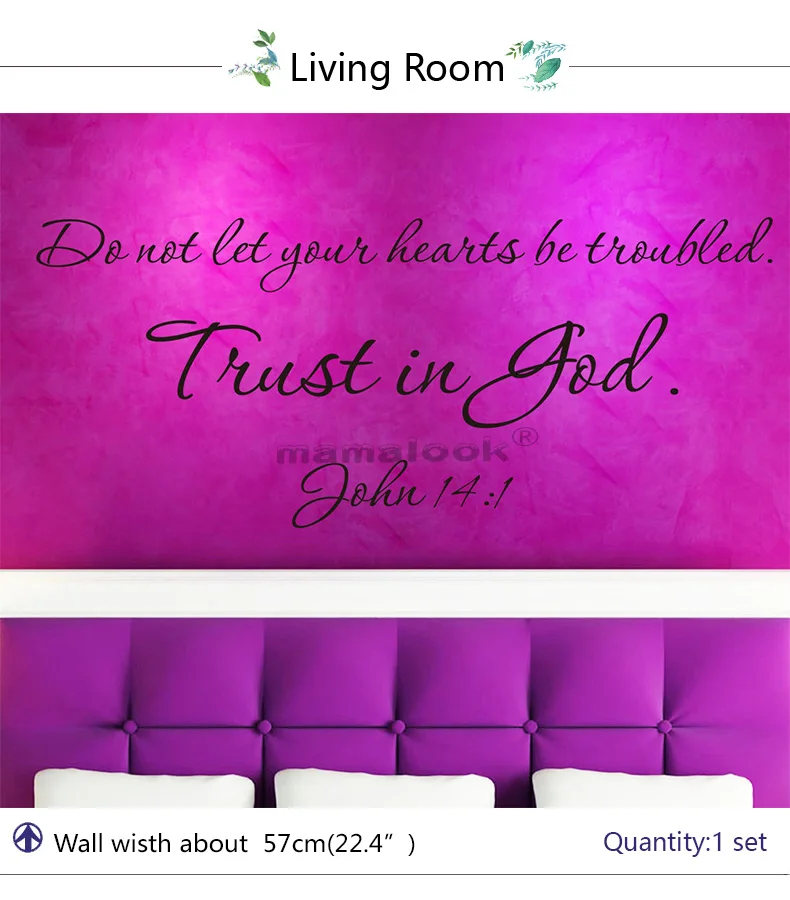 The World truth bible quote trust is god removable vinyl home decals Wall stickers christian family bless pray words mural hot