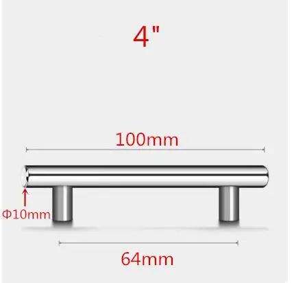 4inch 64mm Дверца кухонного шкафа из нержавеющей стали Т-образная ручка для шкафа Мебельная ручка ящика шкафа Ручка - Цвет: 4inch 64mm