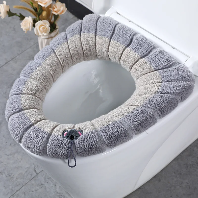 

Thickened Toilet Seat Cushion In Winter With Handles Soft And Washable Universal Nordic Style Toilet Cushion Cover