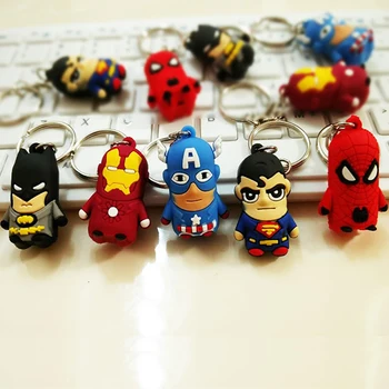 

Cartoon Figure PVC Marvel Avengers Keychain Cute Superhero Batman Spider Man Key Chain Key Ring Kids Key Holder Trinket Gift