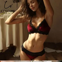 CINOON Бархатный комплект с бюстгальтером, роскошная кружевная бейка для отделки нижнего белья, женское нижнее белье, мягкий удобный бюстгальтер, женское нижнее белье