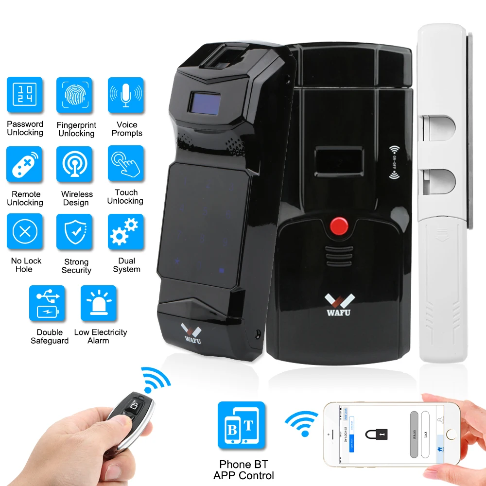 

Wireless Smart Electric Lock Invisible Fingerprint Remote Lock Fingerprint Keypad Keyless Security Anti-theft Locks