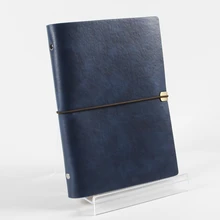 A5 связующего записные книжки, ежедневник на 6 кольцах, кожаный журнал для путешествий с подкладкой для заправки зажигалок, многоразового журнал(A5 Размеры, темно-синий