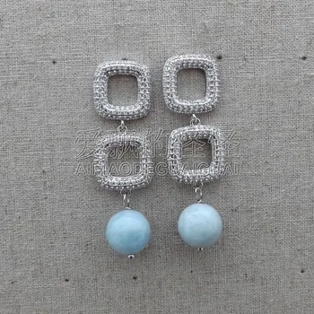 

E010318 12mm Round Natural Stone CZ Earrings