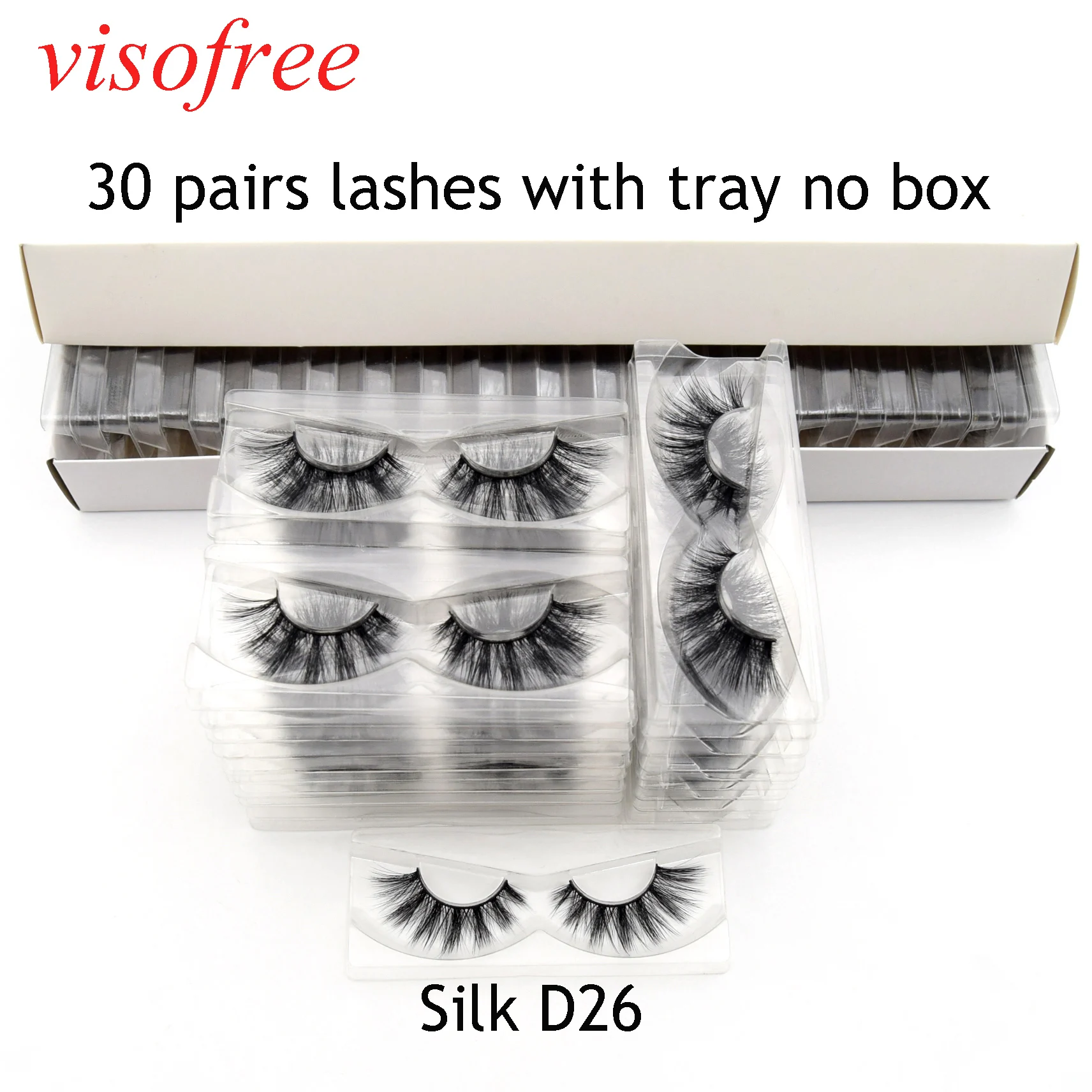 Visofree 30 пар/лот, 3D ресницы, норковые, ручная работа, бескорыстные, перекрещивающиеся, накладные ресницы, полная полоса, ресницы, Silk-D46 - Цвет: Silk-D26