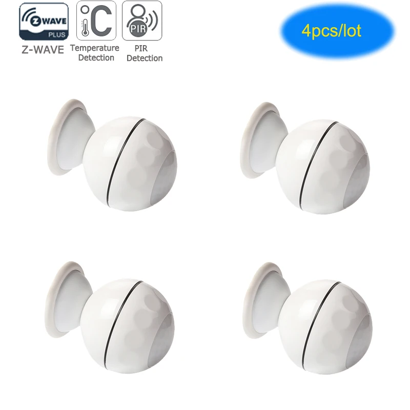 4 шт./лот Z wave Plus PIR датчик движения + Температура домашняя Автоматизация с питанием