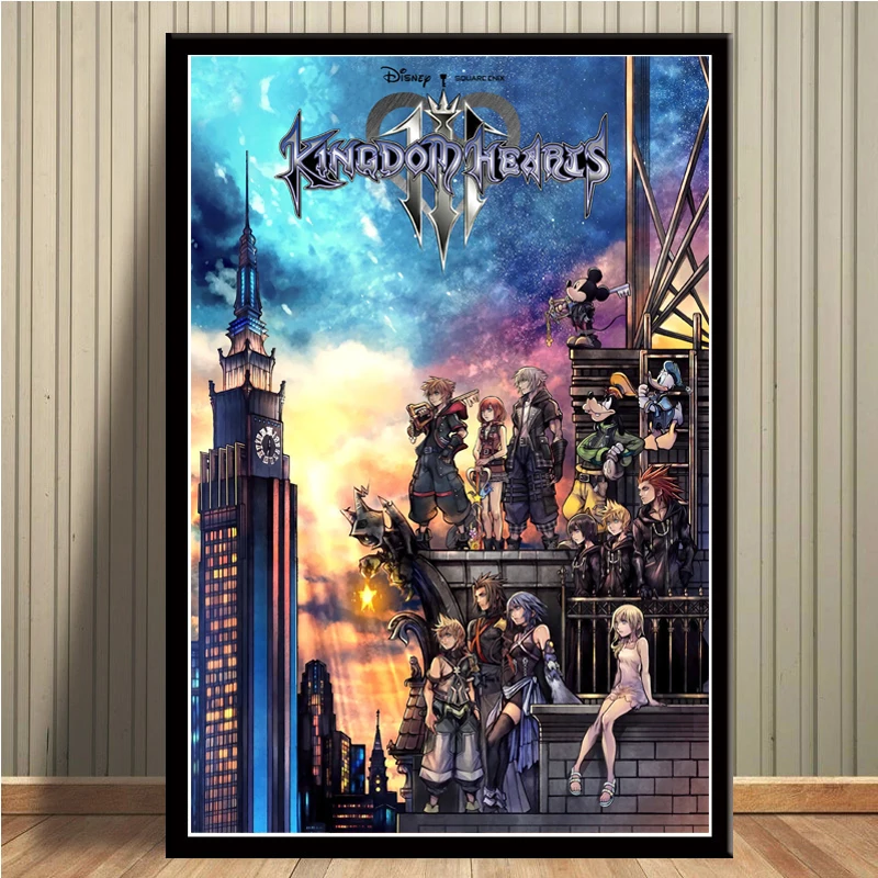 MQ3808 Горячее предложение Kingdom Hearts III 3 Аниме Комикс мультфильм серия видео игры Арт плакат Шелковый светильник холст домашний декор Настенная картина принт