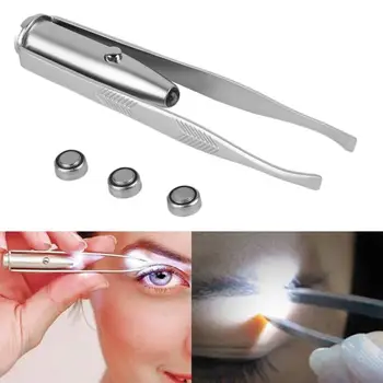 

Stainless Steel Eyebrow Tweezers LED Eyebrow Hair Removal Tool Portable Facial Eyebrow Hair Remover Epilator Make Up Beauty Tool