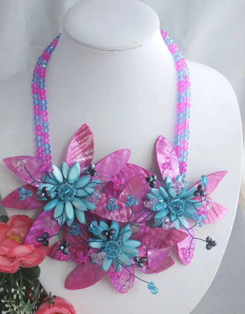 Crystal necklace+ Shell Flower Fashion Necklace Jewelry For Wedding Party Jewelry Wholesale New Free Shipping