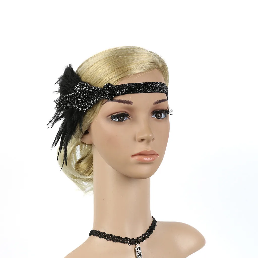 Scrunchies аксессуары для волос для женщин 1920s головной убор перо обруч с завязкой большой Gatsby головной убор винтажная Вечеринка Новинка