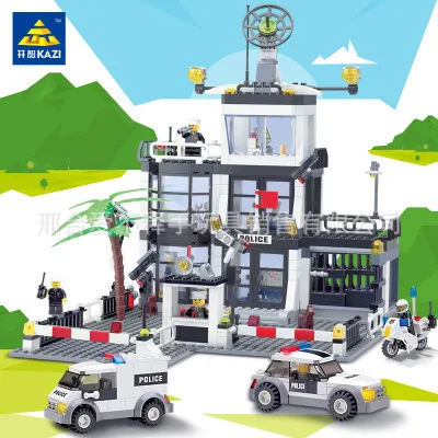 

KAZI 6725 City Water Police Headquarters Boys And Girls Gift Model Fight Inserted Building Chenghai Toy
