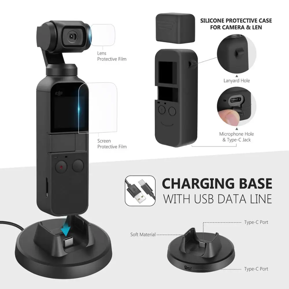 Neewer Состав набора «33 в 1 Расширенный комплект совместим с DJI OSMO карман экшн Камера крепления, аксессуар, Комплект с переносным чехол