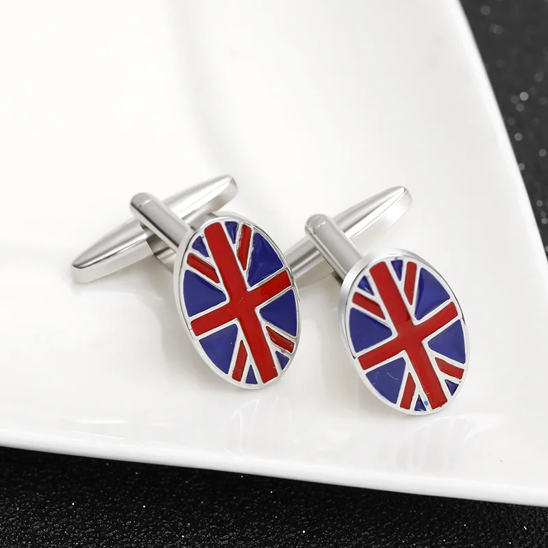 

Zhi jia Accessories Hot Sales Europe And America Fashion the United Kingdom National Flag Oval Cufflinks Accessories