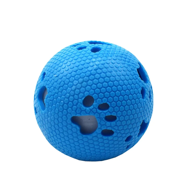Игрушка для собак, питомец, забавная резиновая игрушка мяч для собаки, звук, писк, жевательные Игрушки для маленьких больших собак, следы, кости, светящиеся шарики - Цвет: Footprin  blue
