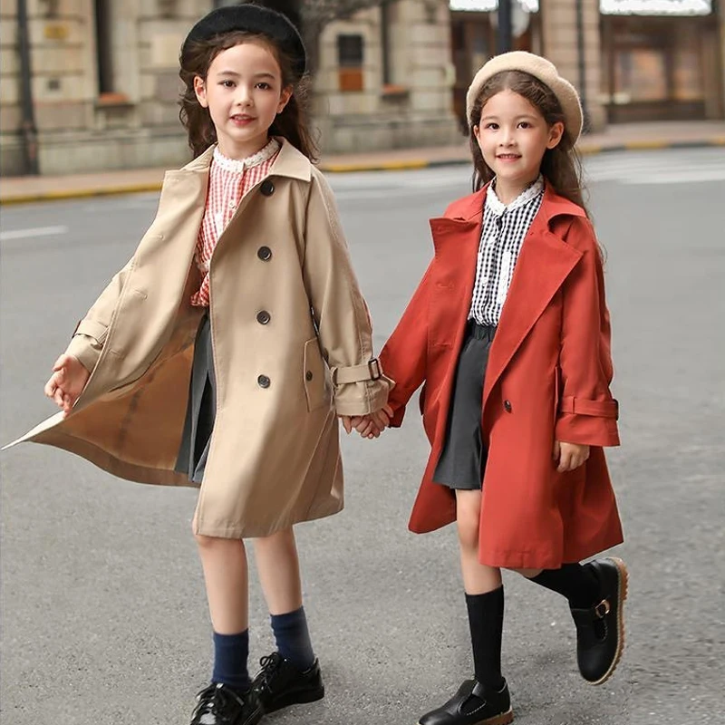 

EACHIN Grils Wind Coat Jacket Mid-Length Autumn Toddler Baby Girls Double Breasted Long Sleeve Outwear Girls Casual Clothing