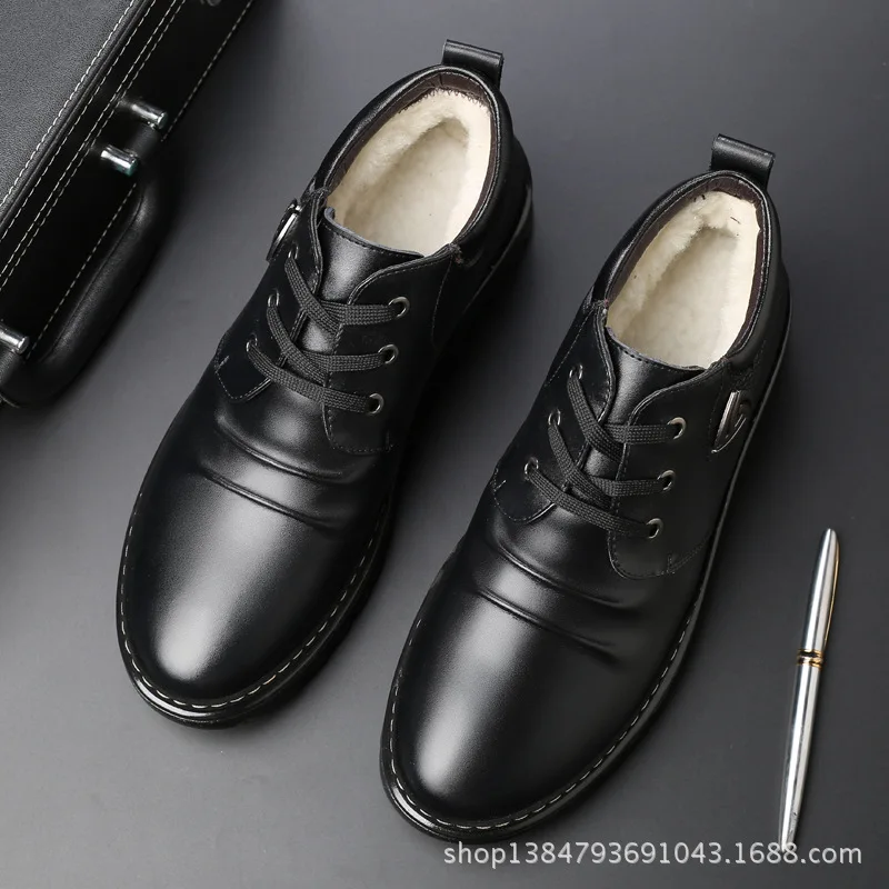 

2018 Winter plus Velvet Men's Cotton-padded Shoes Casual Hight-top Warm MEN'S SHOES Lace-up Anti-slip Men Cotton-padded Shoes