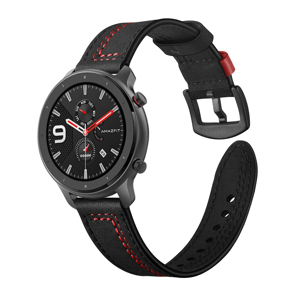 UEBN 20 мм 22 мм кожаный ремешок для Huami amazfit GTR 42 мм 47 мм сменный Браслет для amazfit bip GTS ремешок для часов