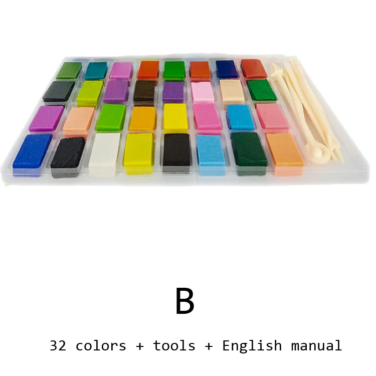 32 цвета в наборе мягкая глина, пластилин, полимерная глина, поделки своими руками, ручная литая, фэмо, легкий пластилин - Цвет: B